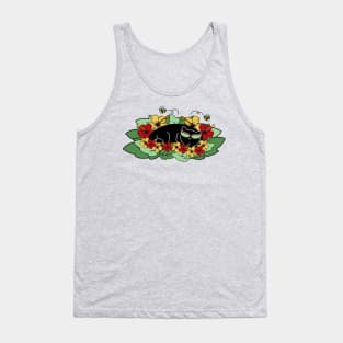 Spring Cat in Leaves and Flowers with Bees Tank Top